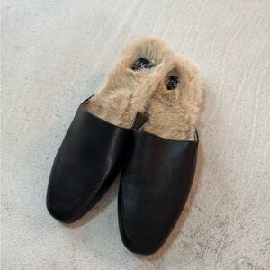 Zac Posen Shearling Nappa Leather Flat Mules 9.5